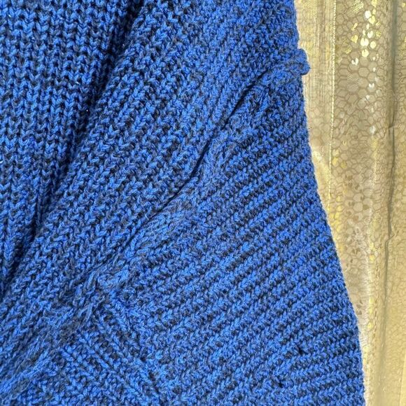 Free People High Hopes Blue Black Chunky Knit Sweater Cardigan Small - Picture 7 of 11